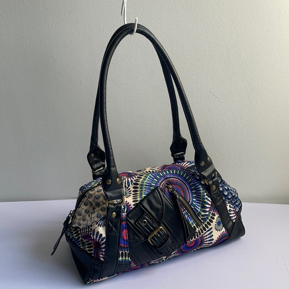Asymmetrical Purse Multi Patterened Blue Black - Picture 1 of 7